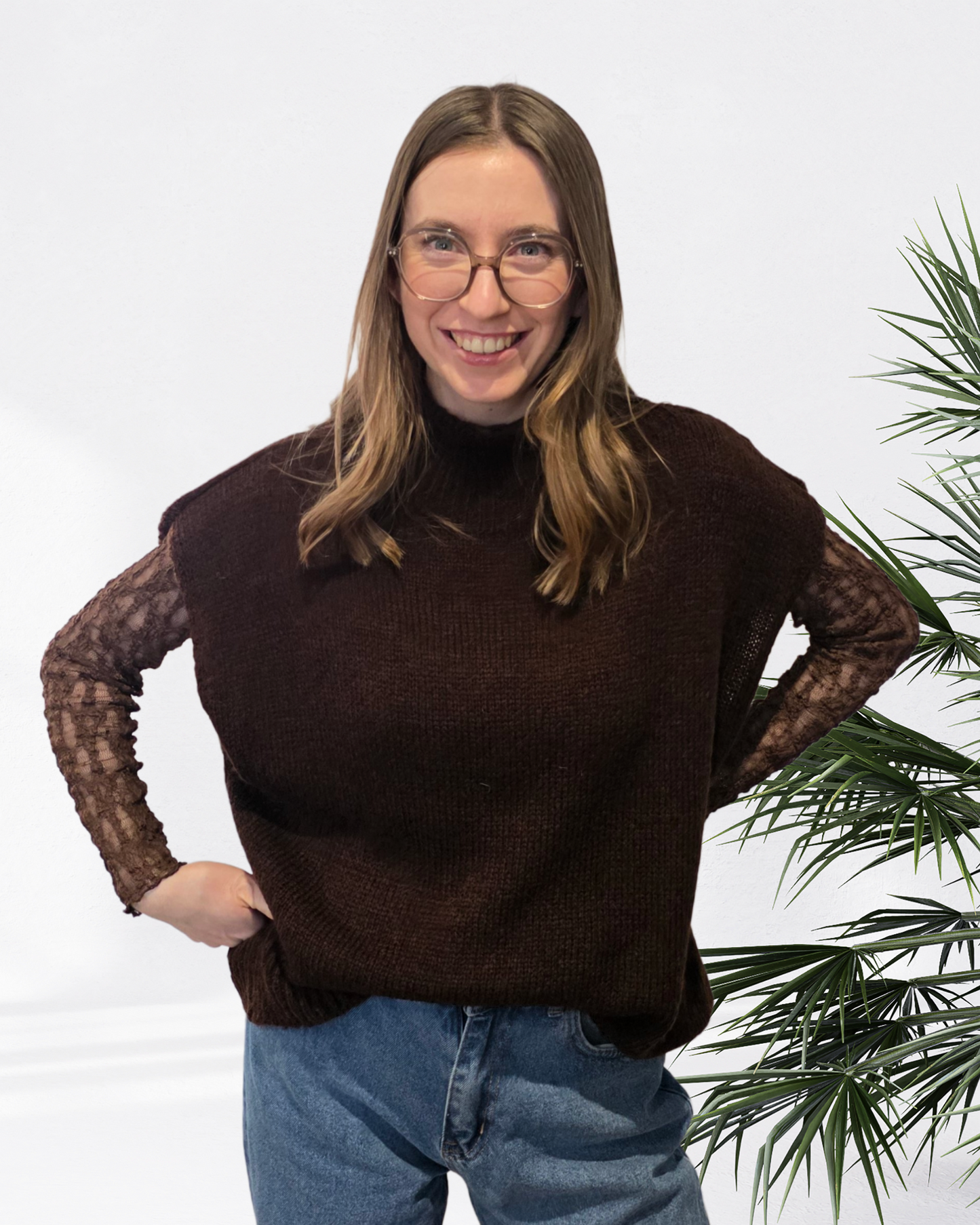 Ensemble Duo : Pull Sans Manche & Top Dentelle