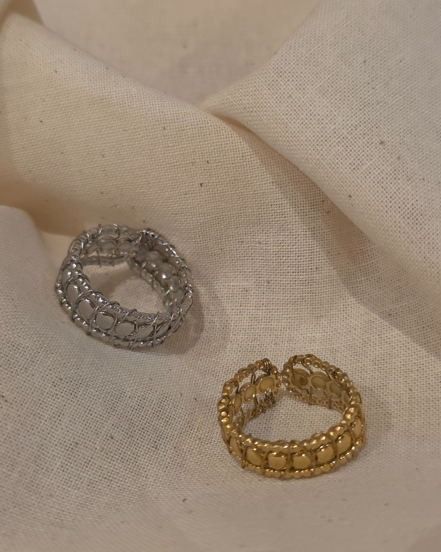 Bague Ajustable en Maille Tressée – Doré ou Argenté