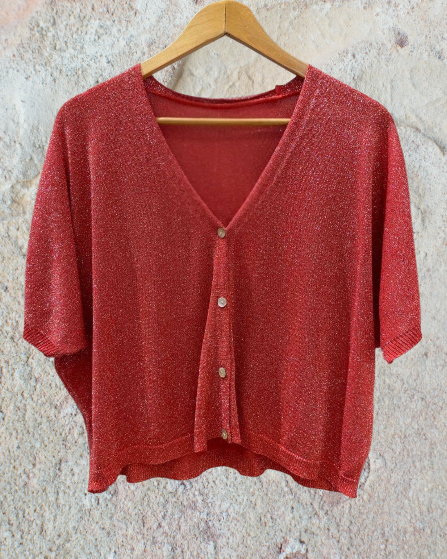 Gilet Court Scintillant à Manches Chauve-souris