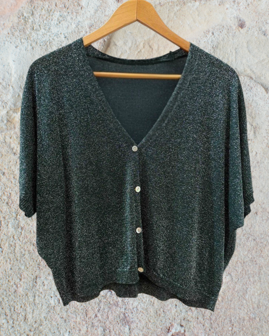 Gilet Court Scintillant à Manches Chauve-souris