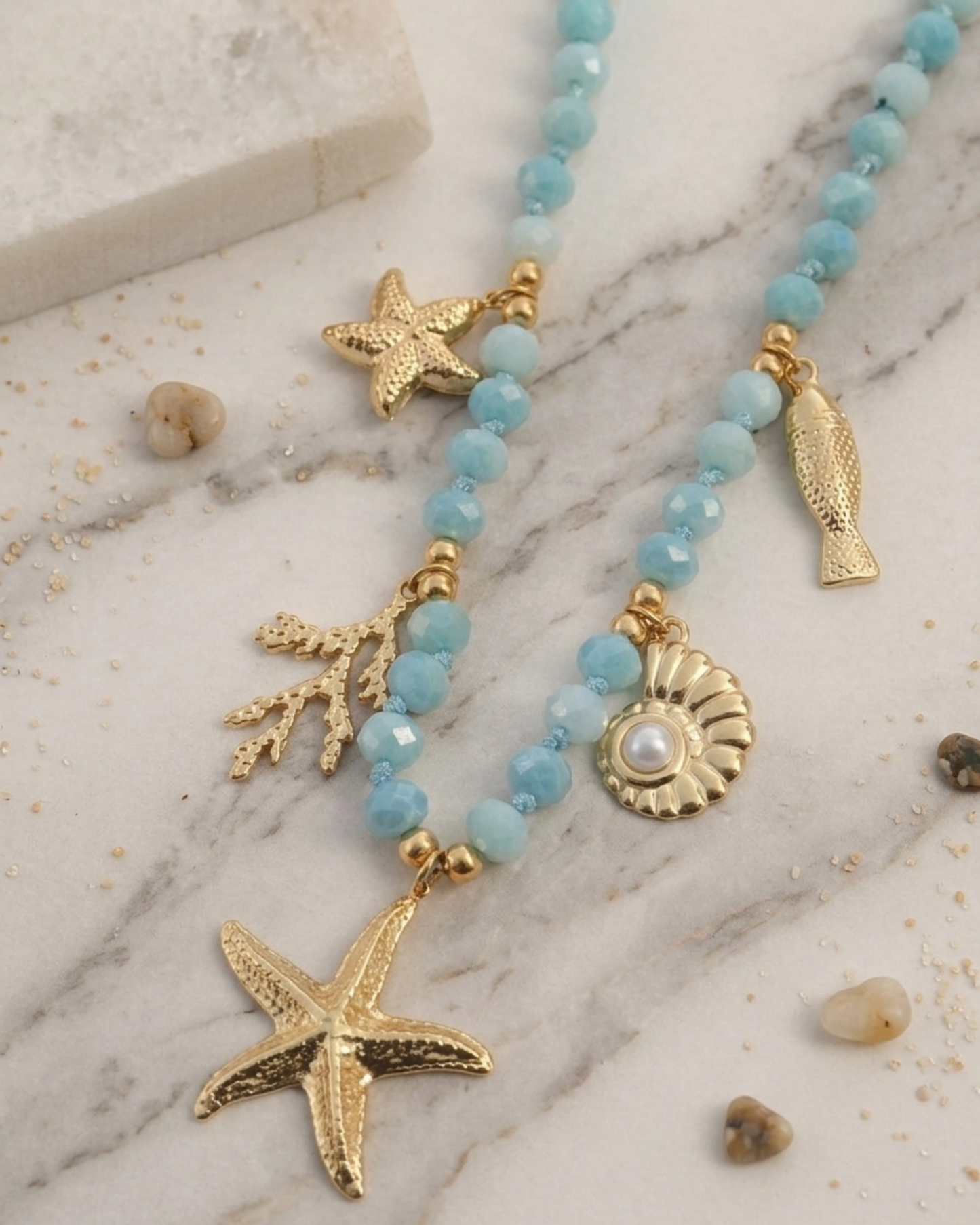 Collier "Sirena" Perles et Breloques Marines
