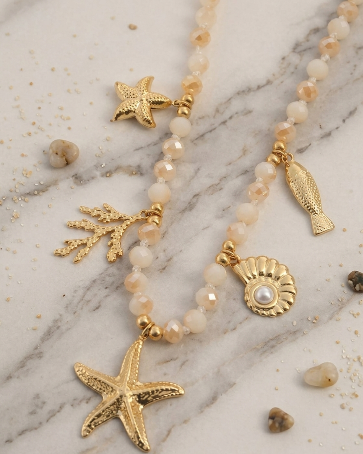 Collier "Sirena" Perles et Breloques Marines