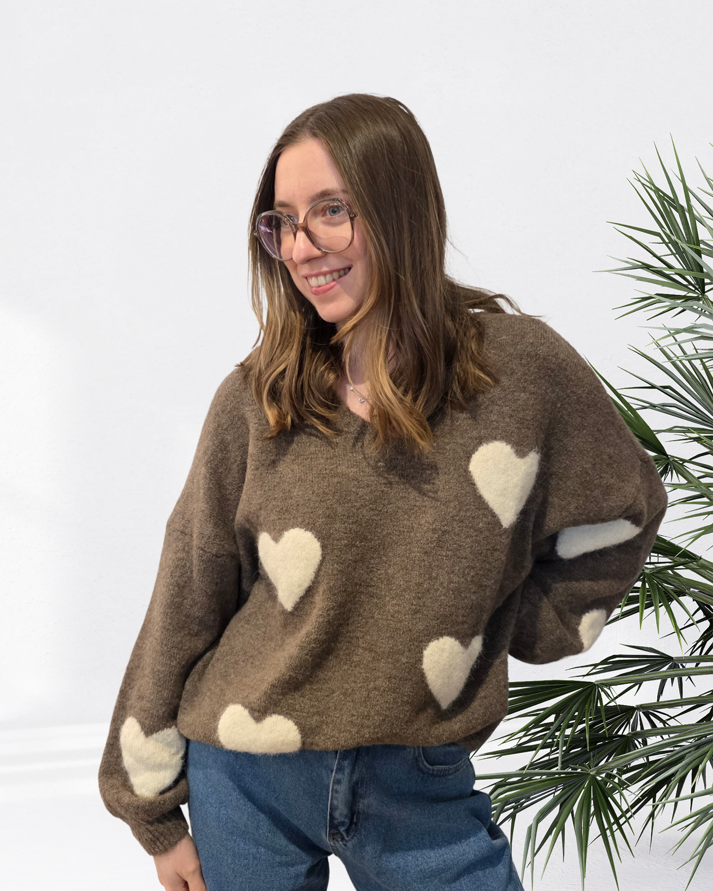 Pull Moelleux à Motifs Cœurs