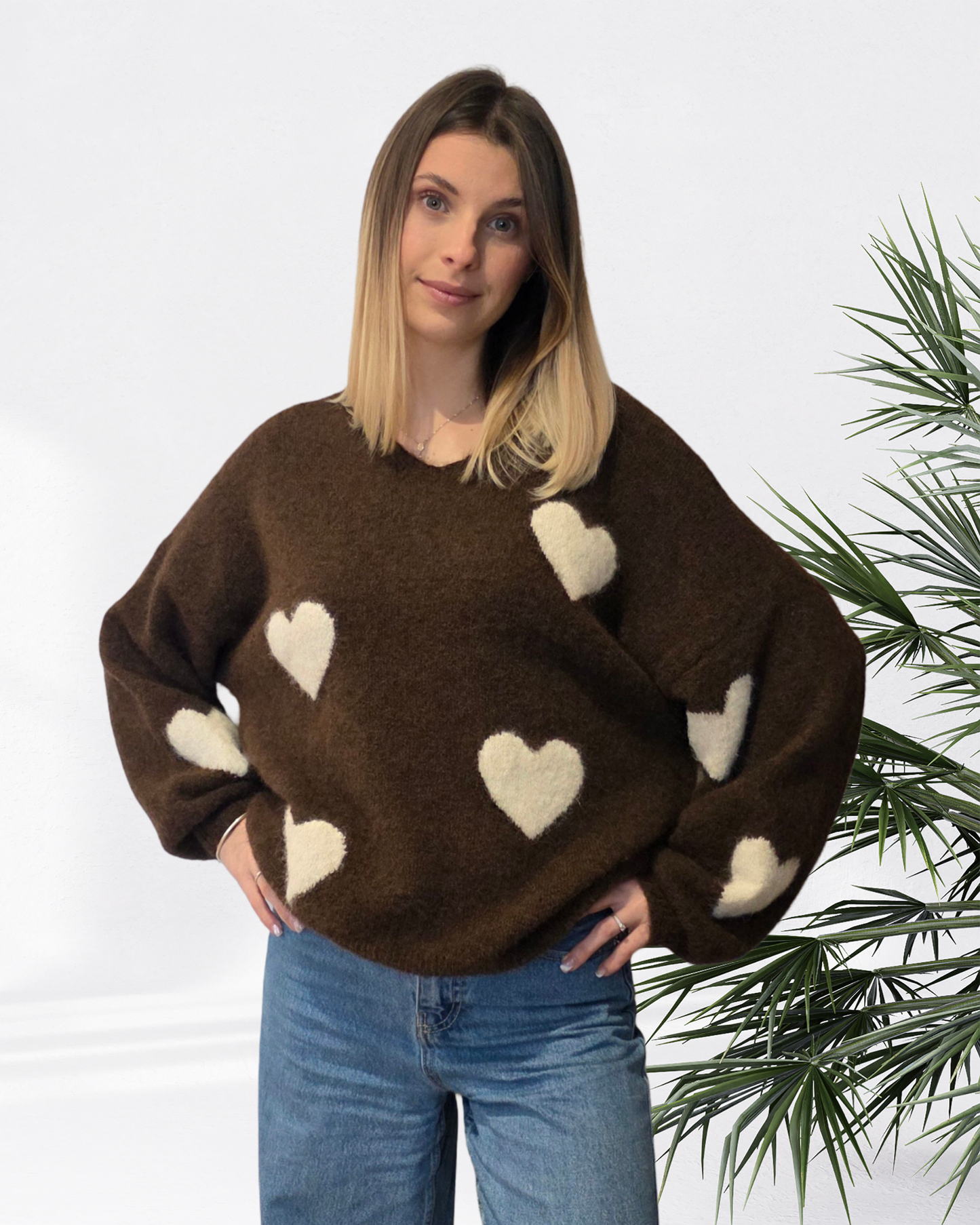 Pull Moelleux à Motifs Cœurs