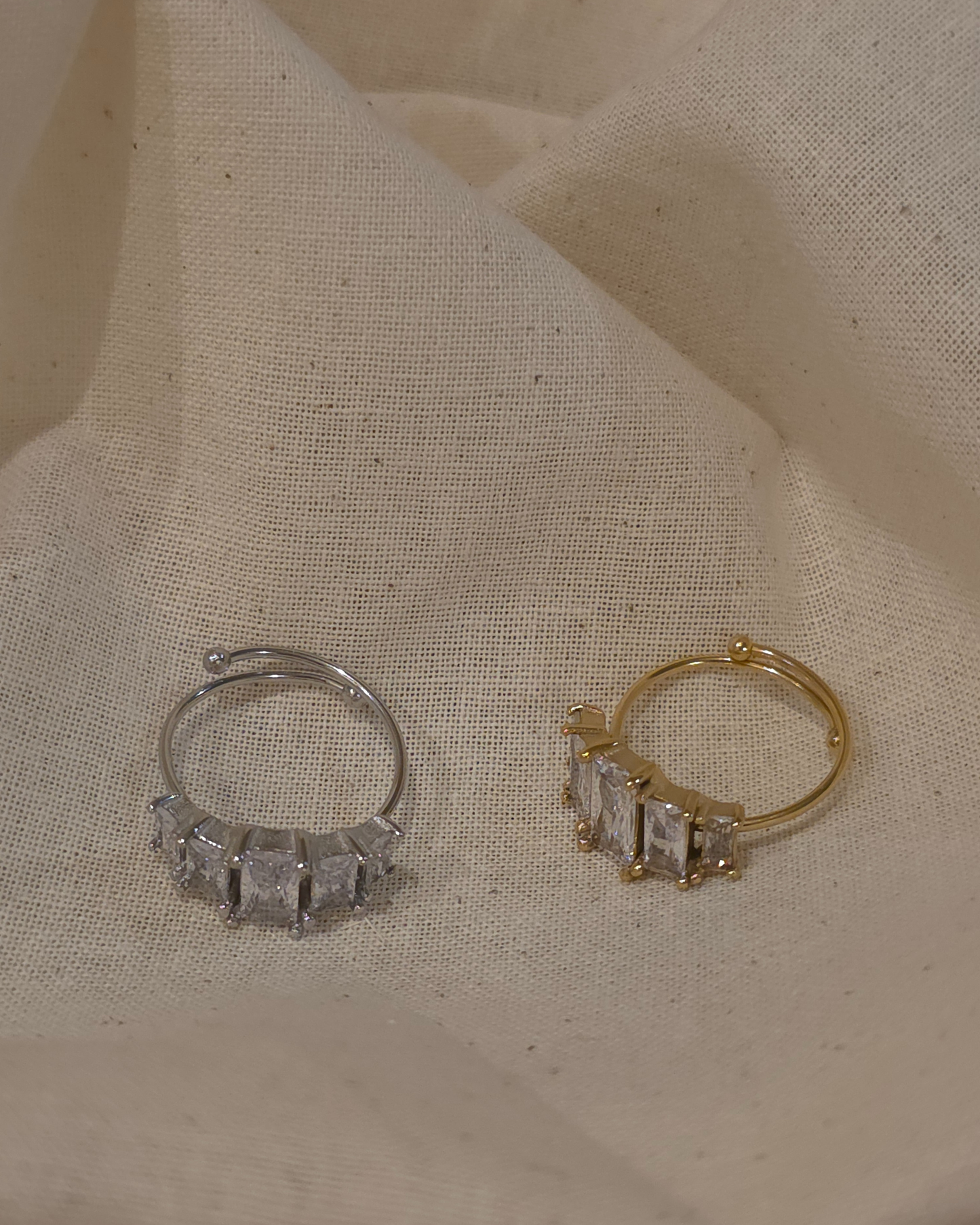 Bague Ajustable Strass – Doré ou Argenté