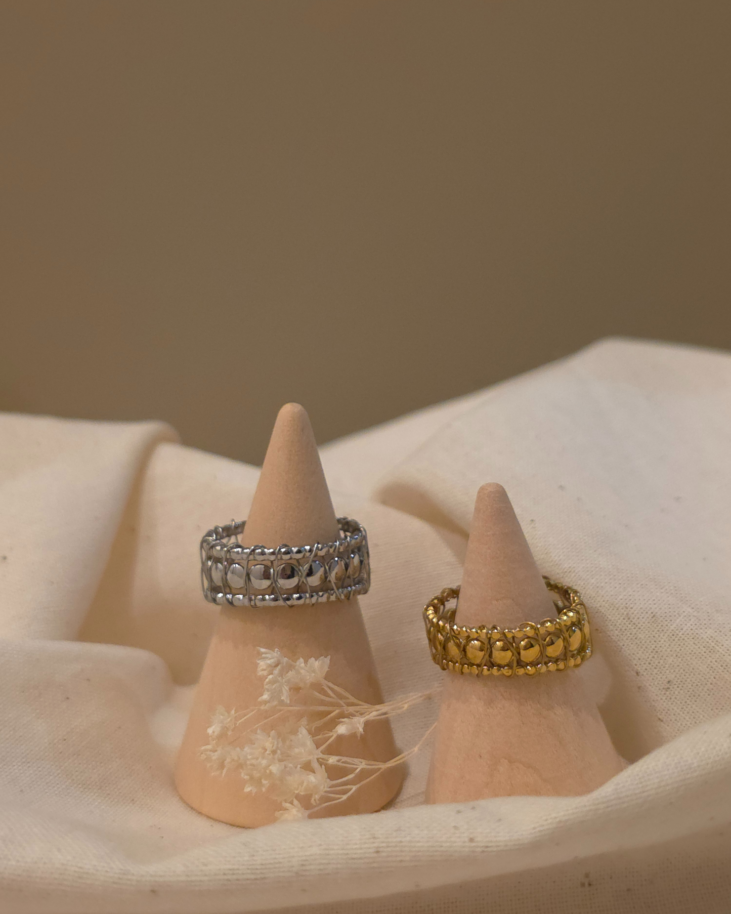 Bague Ajustable en Maille Tressée – Doré ou Argenté