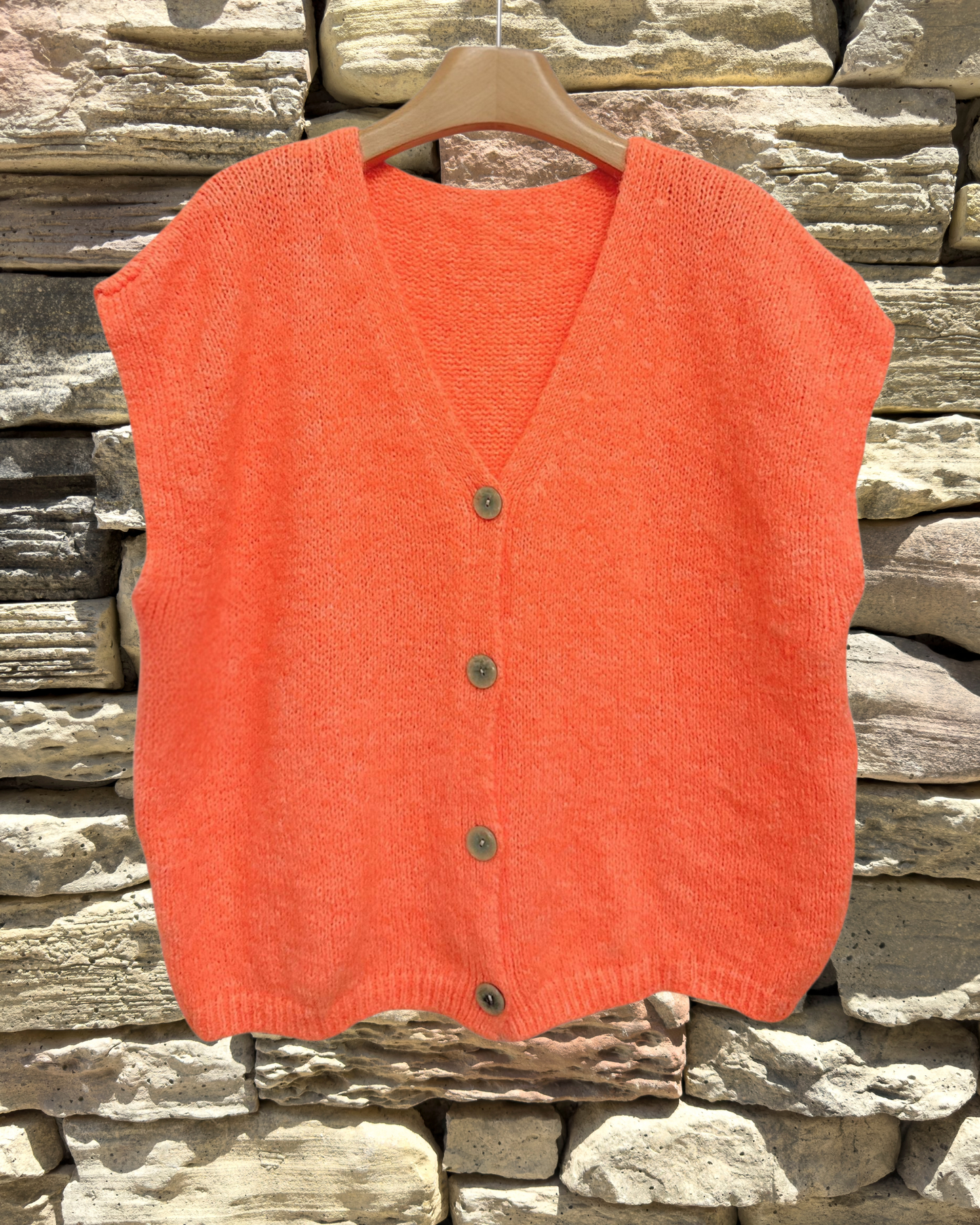 Gilet Sans Manches Moelleux à Boutons