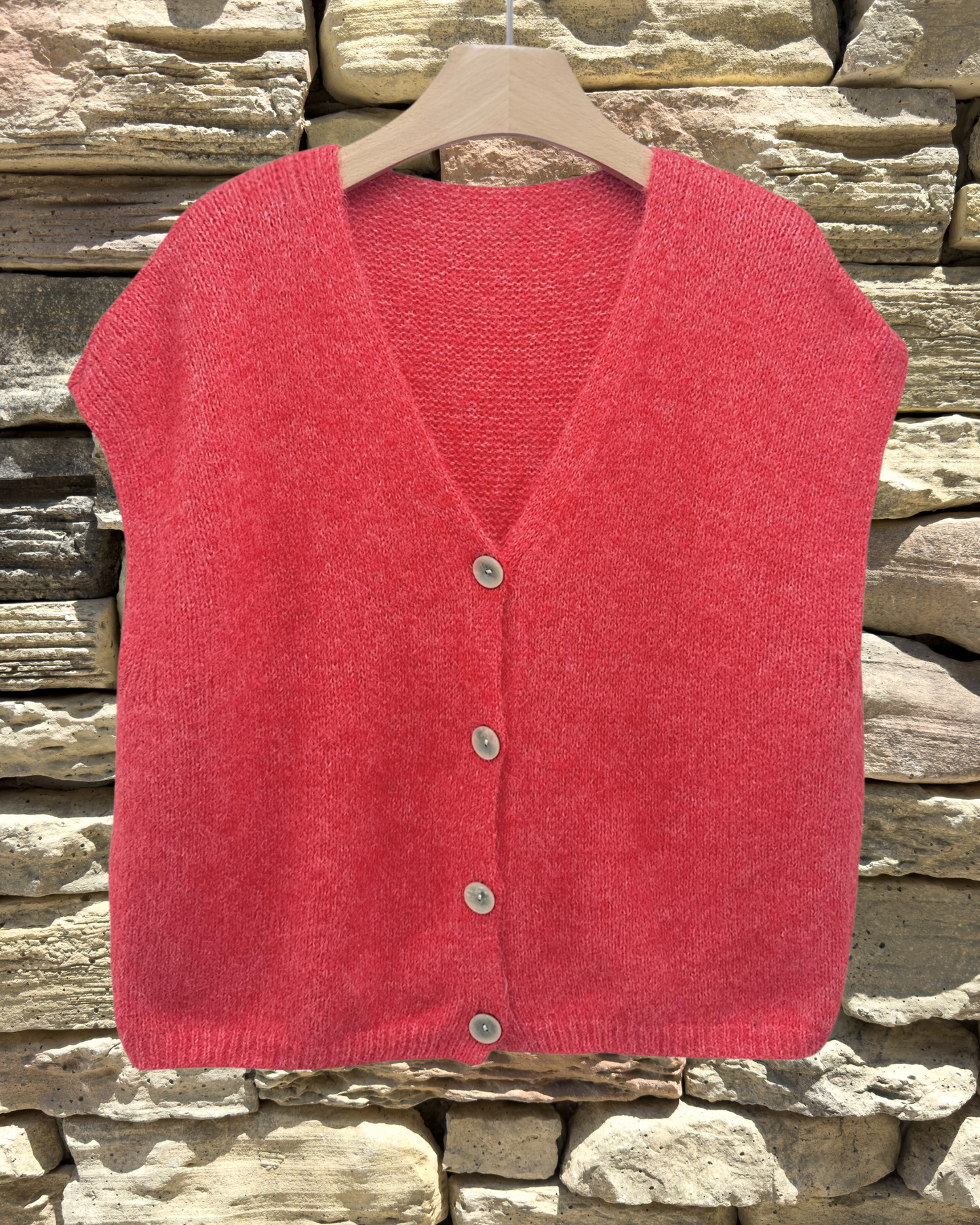 Gilet Sans Manches Moelleux à Boutons