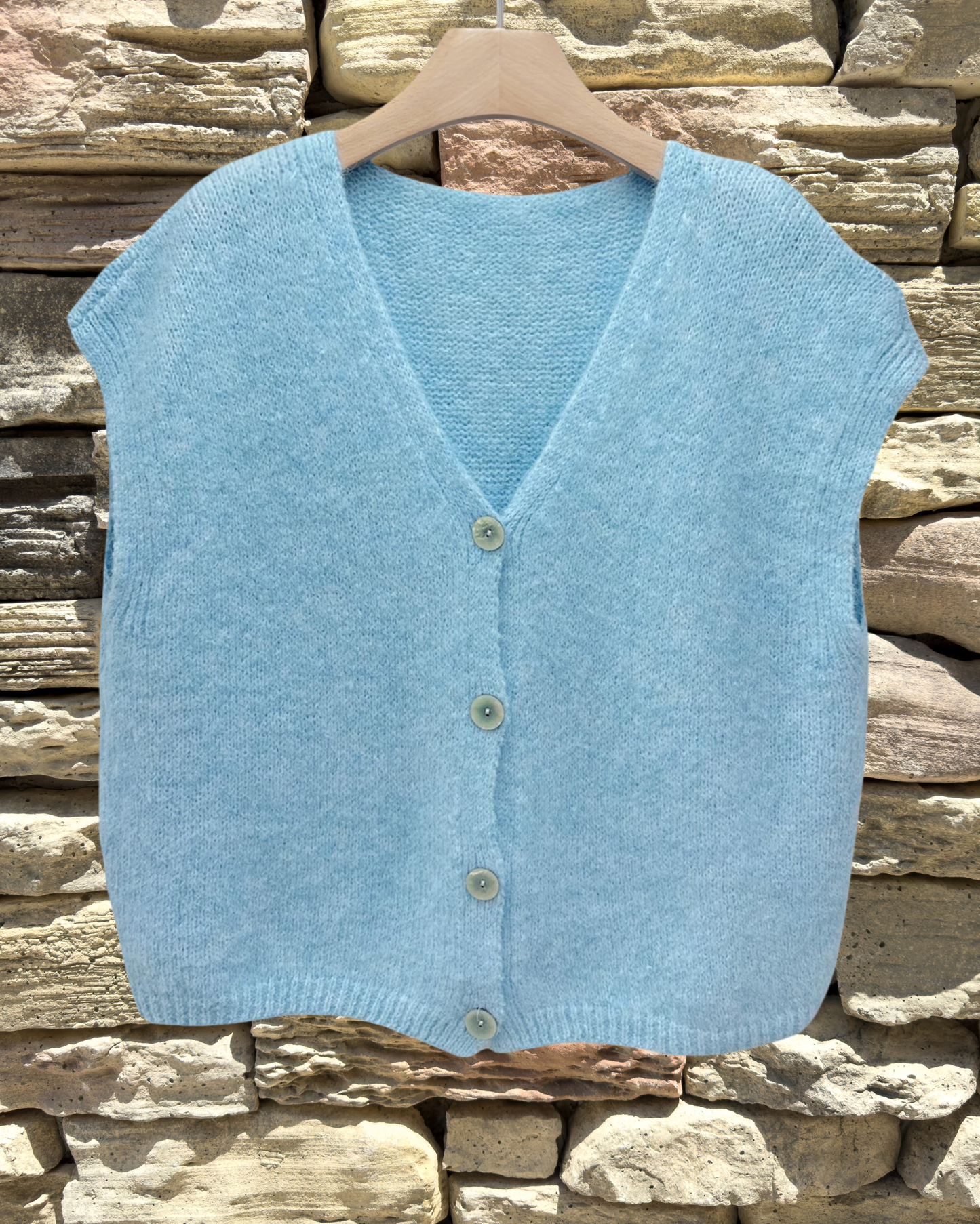 Gilet Sans Manches Moelleux à Boutons