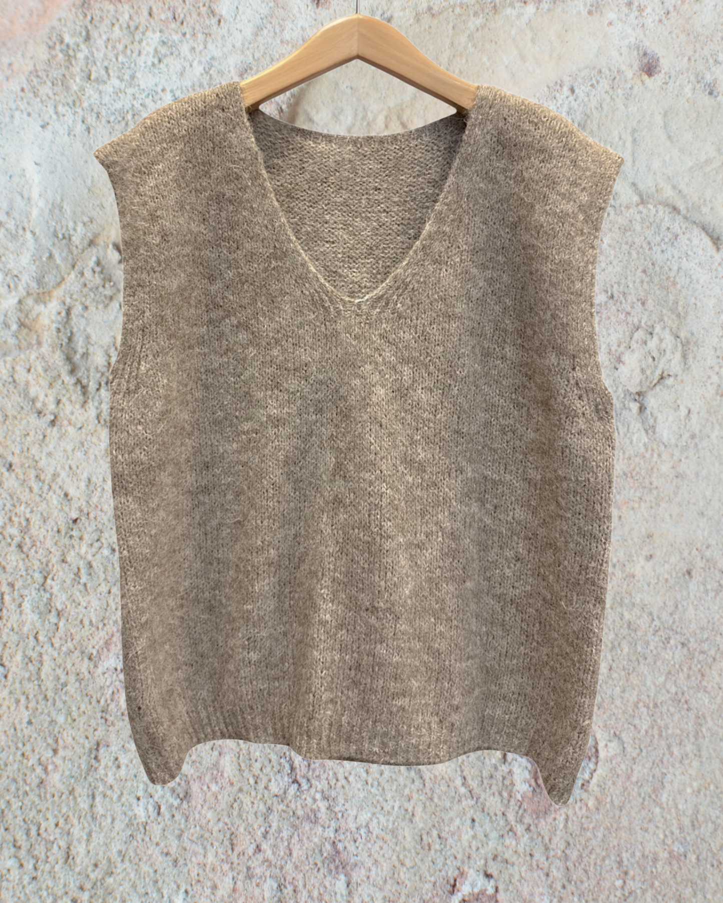 Pull Sans Manches en Maille Alpaga & Laine