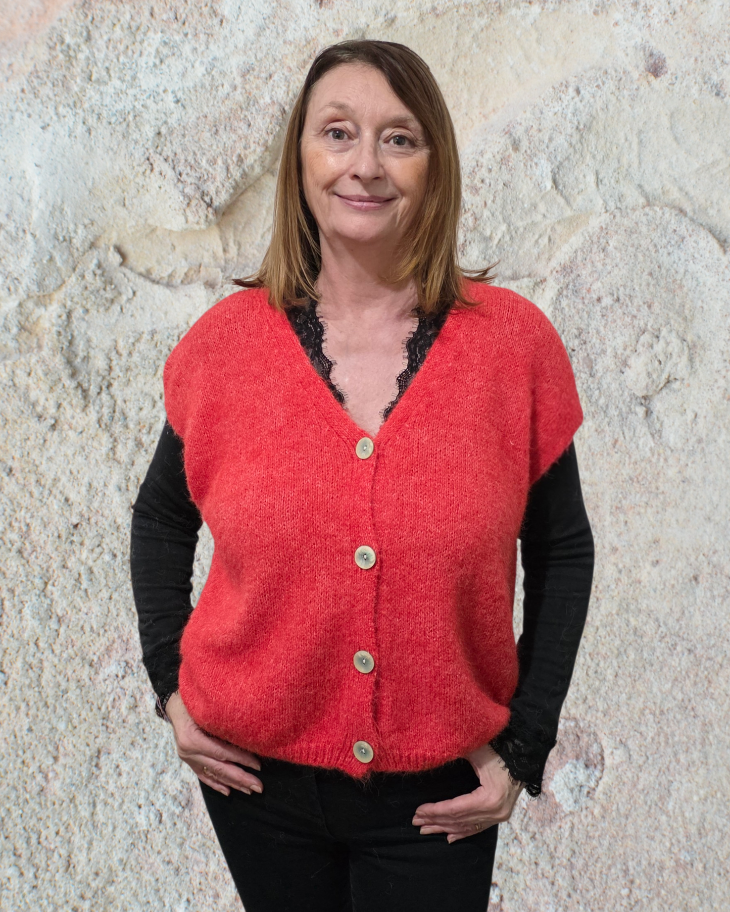 Gilet Sans Manches Moelleux à Boutons