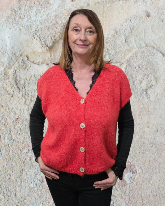Gilet Sans Manches Moelleux à Boutons