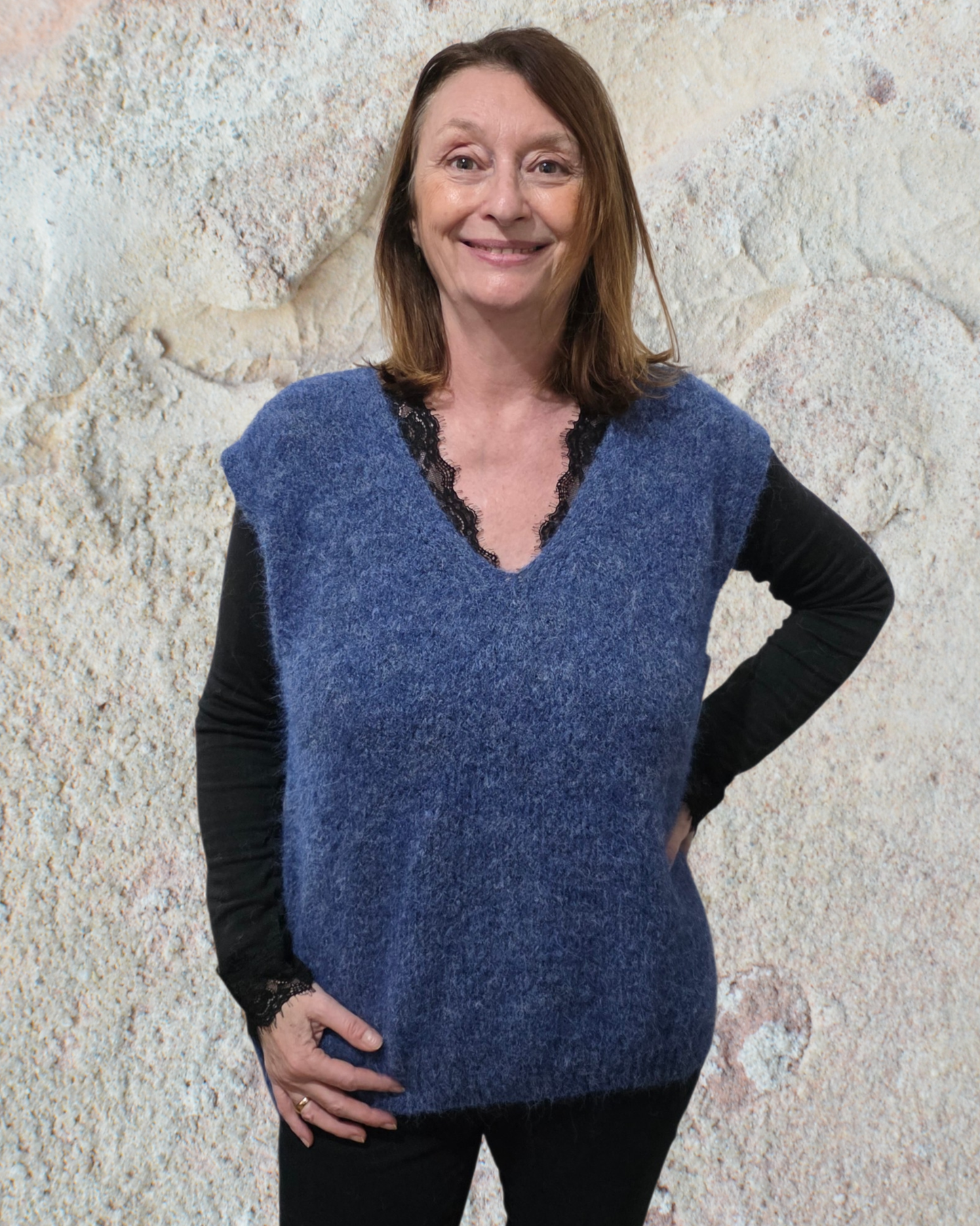 Pull Sans Manches en Maille Alpaga & Laine