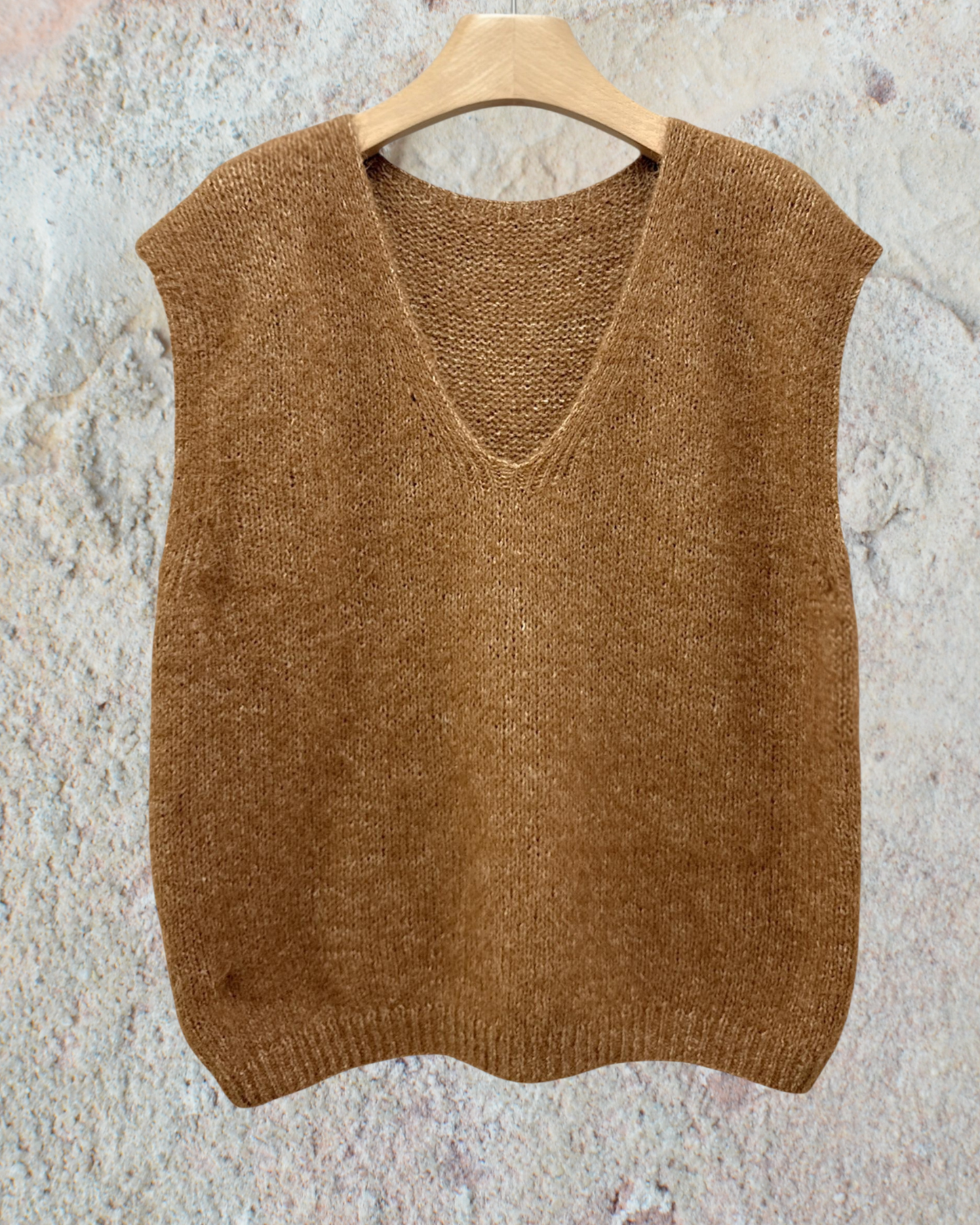 Pull Sans Manches en Maille Alpaga & Laine