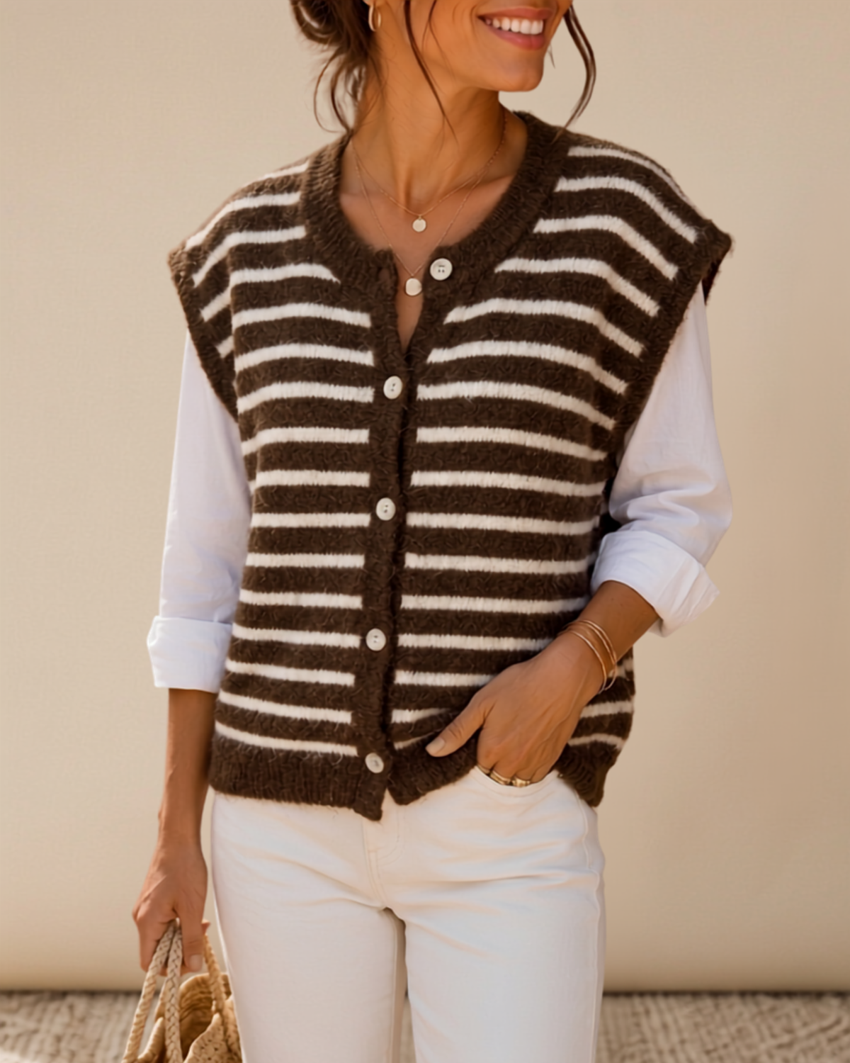 Gilet sans manches rayé