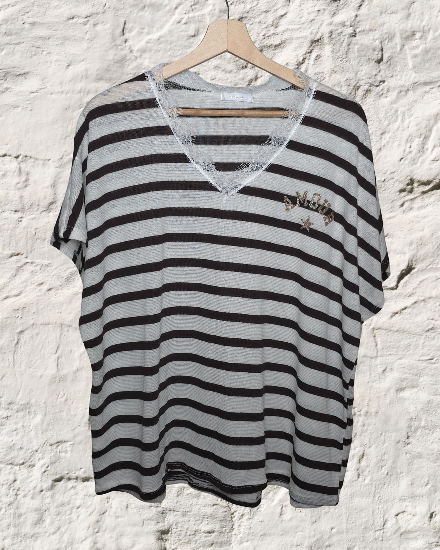 Top Marinière "Amour" oversize