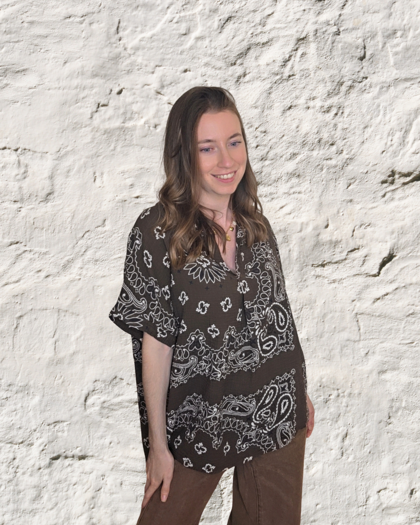 Chemise "Austin" en Gaze de Coton Motif Bandana