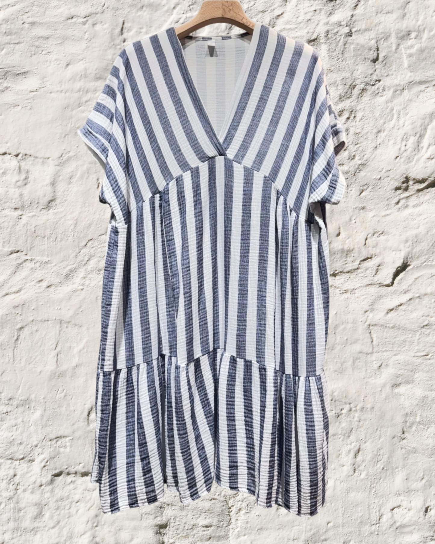 Robe "Paola" en Gaze de Coton Rayée