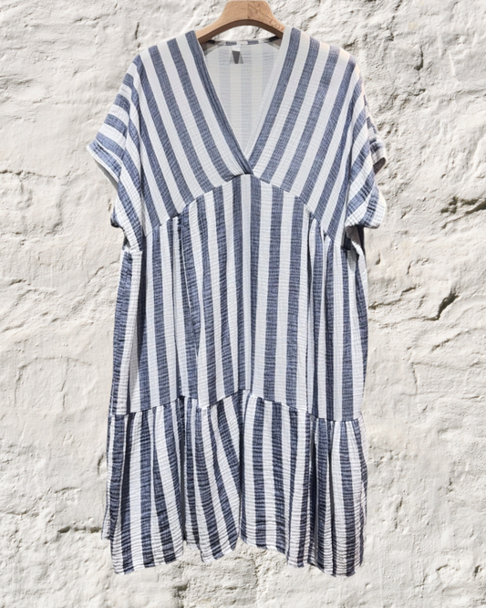 Robe "Paola" en Gaze de Coton Rayée
