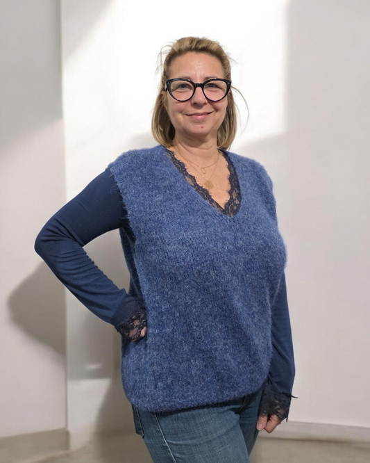 Pull Sans Manches en Maille Alpaga & Laine